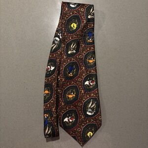 Vintage‎ Men's 1993 Looney Tunes Mania Tie Bugs Bunny, Wylie Coyote, Sylvester